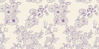 Seamless abstract, artistic, simple flowers pattern. Line flowers background. Vector hand drawn sketch. Template for textile, fashion, print, surface design, paper, cover