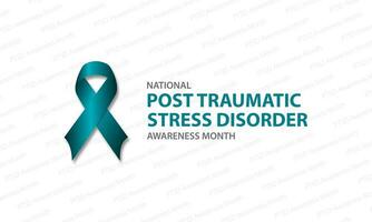 National Post Traumatic Stress Disorder PTSD Awareness Month Background Vector Illustration