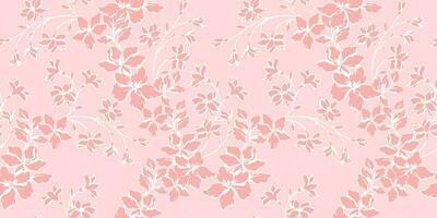 Beautiful seamless pattern of a wild blooming  flowers.  Floral tapestry.  Silhouettes flowers on a light pink, beige background. Vector hand drawn sketch shadow flowers.