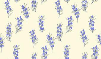 Seamless stylized branches leaves with burgeon flowers. Vector hand drawn sketch. Creative gentle branches randomly scattered over a light background. Design for fashion, fabric, wallpaper.