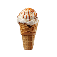 AI generated ice cream in a waffle cone on a transparent background png