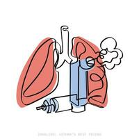 Human Lungs and Inhaler for Breathing. vector