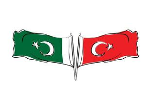 vector de pakistaní y Turquía bandera ondulación.