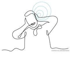 vector of a person suffering from tinnitus.