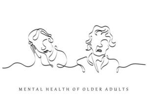 Elderly mental health art vector