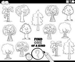 one of a kind game with cartoon trees coloring page vector