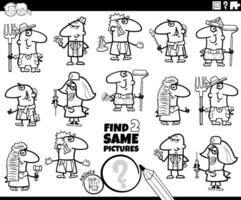 find two same occupations game coloring page vector