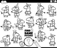 find two same professions activity coloring page vector