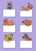 cartoon dogs and puppies with blank cards design set vector