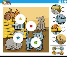 match the pieces educational game with cartoon cats vector