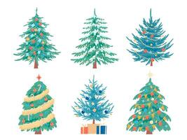 Decorated Christmas tree. Vector, isolated on white background vector