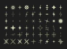 Stars and retro futuristic graphic design vector icon set