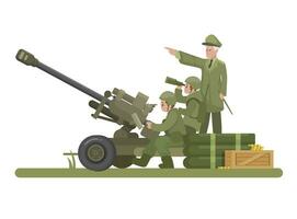 Ejército artillería pistola arma dibujos animados ilustración vector