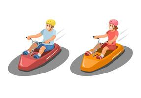 luge gravedad kart paseos dibujos animados ilustración vector