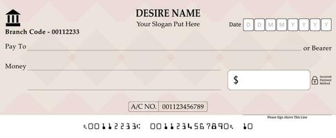 Crafting Fictional Finances with a Blank Checkbook on Soft Pink - A Cheque Template, A Bank Check Page With Fake Information vector