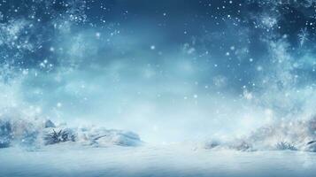 ai generado invierno nieve y ilustración con pino arboles y claro cielo foto