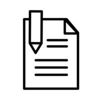 Vector icon document symbol and file paper with pen. Business office picrogram for computer data line.