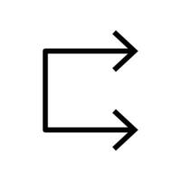 Vector line icon arrow replace pointing in one direction on a black outline. Switch and transfer of data with reverse sign on web illustration. Flip and send refund information to business transaction