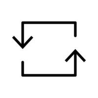 Vector line icon arrow replace pointing in one direction on a black outline. Switch and transfer of data with reverse sign on web illustration. Flip and send refund information to business transaction
