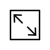Vector line icon expand simple graphic design with a thin stroke. Arrow symbolizes the direction of growth and minimal, flat design. Size interface to scaled up or down with navigation buttons.