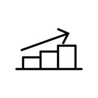 Vector line icon arrow on graph symbol of business growth. Increase in finance with a design infographic of money and success. Bar chart concept presents business data and outline report market.