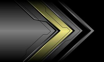 Abstract grey metallic gold arrow cyber direction geometric design modern futuristic technology background vector