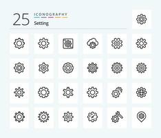 Setting 25 Line icon pack including general. cogs. cloud-settings. setting. wheel vector