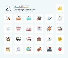 Shopping  Ecommerce 25 Flat Color icon pack including shopping. list. open. ecommerce. house vector