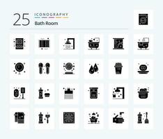 Bath Room 25 Solid Glyph icon pack including shower. cleaning. shower. bathroom. shower vector