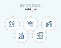 Bath Room Blue Icon Pack 5 Icon Design. bath. shower. bath. bathroom. shower vector