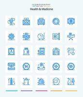 Creative Health  Medicine 25 Blue icon pack  Such As form. disease. mail. fitness. disease vector