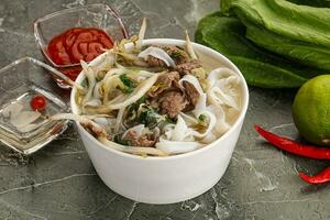 Vietnamese soup Pho Bo with beef photo