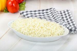 Steamed briani rice in the bowl photo