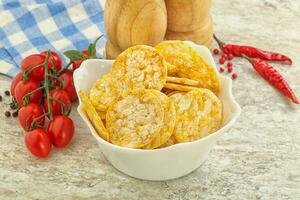 Natural organic grain rice chips photo