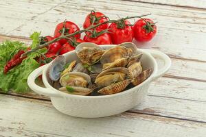 Vongole shellfish mollusc clem with butter photo