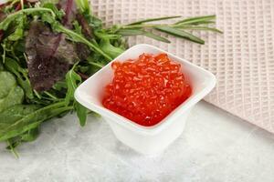 Red caviar in the bowl photo