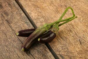 Baby organic purple eggplant heap photo