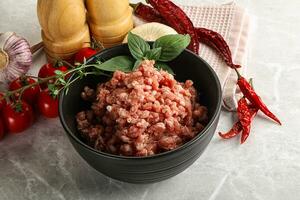 Raw minced pork uncooked meat photo