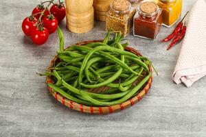 Raw green bean string uncooked photo