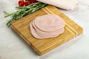 Sliced pork ham for sandwiches photo