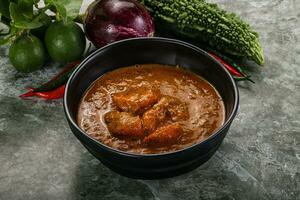 Indian cuisine - chicken curry with spices photo