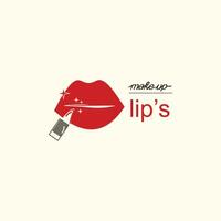 Make up lips logo design for business beauty vector