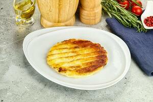 Grilled Greek traditional cheese - haloumi photo