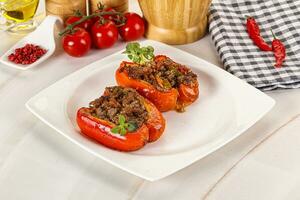 Bell pepper stuffed minced meat photo