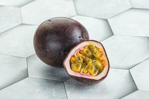 Tropical sweet and juicy passionfruit photo