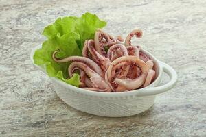 Marinated squid tentacles in the bowl photo