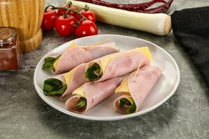 Roll with ham and cheese photo