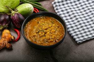 Indian cuisine Dal Tadka soup photo