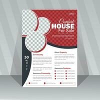 Creative Real Estate Flyer Template. Professional red home sale flyer design. vector