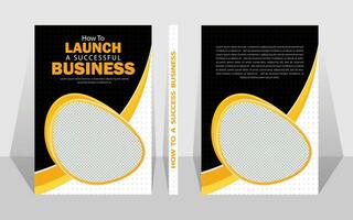 Business book cover design template with black background in A4. vector